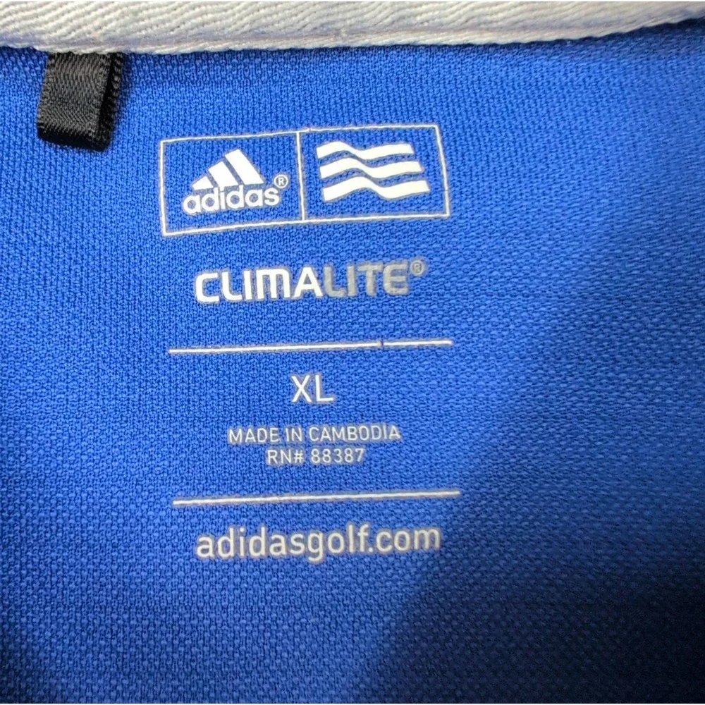 Adidas Shirt Mens XL Blue Golf Short Sleeve Polo Climalite Athletic Comfort